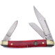 Frost Wrangler Red Bone Folding Knife, Satin SS Clip/Sheepsfoot/Spey Blades, Red Smooth Bone Handle, TS-797RSB