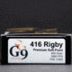 G9 Defense Safari .416 Rigby 400 Grain Shape Charge Solid Brass Cased Rifle Ammo, 20 Rounds, SC-416RIG-400A