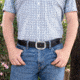 Galco 1 1/2in Center Post Flat Back Buckle Pants Belt, Black/Blue Thread, 40in, PB20-40BB-CPN1
