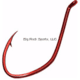 Gamakatsu Big River Bait Hook, Needle Point, Wide Gap, Offset, All Purpose, Up Eye, Red, Size 5/0, 6 per Pack, 225315