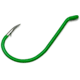 Gamakatsu Octopus Hook, Barbed, Needle Point Ringed Eye, Fluorescent Green, Size 2, 6 per Pack, 02609-LG