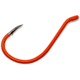 Gamakatsu Octopus Hook, Barbed, Needle Point Ringed Eye, Fluorescent Orange, Size 1, 6 per Pack, 02610-OR