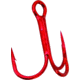 Gamakatsu Treble Hook, Needle Point, Round Bend, 2X Heavy Wire, Red, Size 4, 9 per Pack, 57308