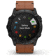 Garmin Fenix 6X Sapphire Multisport GPS Smartwatch, Black DLC w/Brown Leather Band, 010-02157-13