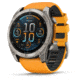 Garmin fenix 8 AMOLED 51mm GPS Watch, Sapphire, Titanium with Spark Orange/Graphite Silicone Band, 010-02905-10