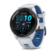 Garmin Forerunner 265 Watch, Black Bezel w/ Whitestone Case and Whitestone/Tidal Blue Silicone Band, 010-02810-01