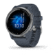 Garmin Venu 2 Watch, Silver Stainless Steel Bezel with Granite Blue Case and Silicone Band, Silver/Blue Granite, 010-02430-00