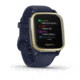 Garmin Venu SQ GPS Smartwatch - Music Edition, Light Gold Aluminum Bezel with Navy Case and Silicone Band, 010-02426-02