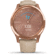 Garmin Vivomove 3 Luxe Hybrid Smartwatch w/Leather Band, Rose Gold/Light Sand, 010-02241-01