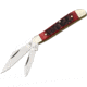 German Bull Little Peanut Folding Knife,Stainless Clip and Pen Blade, Red Pick Bone Handle GB105RPB
