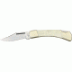 German Bull Lockback Folding Knife, 2.5in, Stainless Clip Blade, White Smooth Bone Handle GB110WSB