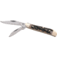 German Bull Peanut Stag Folding Knife,Stainless Clip and Pen Blade, Genuine Stag Handle GB105