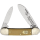 German Eye Butterbean Folding Knife, 3.63in Closed, Satin Spear/Pen Blades, Yellow Smooth Synthetic Handle, BB Y BUTTERBEAN