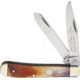 German Eye Slim Trapper Folding Knife, Mirror SS Clip/ Spey Blades, Brown Smooth Bone Handle, Nickel Silver Bolster, Inlay Shield, Blade Etching, Brown, 20 BROWN BONE