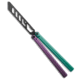 Glidr Glidr Pacific Butterfly Knife Blurple Aluminum 4.6&quot; Black Trainer, Blue/Purple, 440C, adult, BHQ-204134