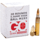 Global Ordnance 5.56x45mm NATO, 55 grain, Full Metal Jacket, 20 Rounds Rifle Ammo, GO850003223346