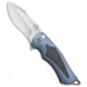 Greg Lightfoot Knives Greg Lightfoot Custom Outlaw Flipper Folding Knife, 3.125in, Stainless Steel, Drop Point Blade, Carbon Fiber, Titanium, Blue Handle, Blue/Gray, 7.75 inch, BHQ-71733