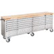 Grizzly Industrial 96in. 24 Drawer Stainless Steel Industrial Cabinet with Wood Top T27877