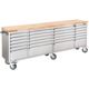 Grizzly Industrial 96in. 24 Drawer Stainless Steel Industrial Cabinet with Wood Top, T27877