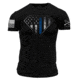 Grunt Style Blue Line Crest T-Shirt - Mens, Black, Medium, GS3546-M
