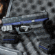 GunSkins Glock 19 Pistol Skin Premium Vinyl Wrap, GS Thin Blue Line, CU-98059-GLOCK19-TBLN