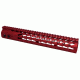 GUNTEC USA 12in Ultra Lightweight Thin Key Mod Free Floating Handguard with Monolithic Top Rail, Red GT-12JK-RED