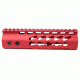 GUNTEC USA 7in Ultra Lightweight Thin Key Mod Free Floating Handguard with Monolithic Top Rail, Red GT-7JK-RED