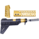 Guntec USA AR-15 Honeycomb Pistol Furniture Set w/Brace, 7 in, Anodized Gold, AR-HCP-SET-PB-GOLD