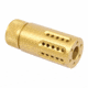 Guntec USA AR-15 Micro Slip Over Barrel Shroud w/ Multi Port Muzzle Brake, 9mm, 1/2x36, Anodized Gold, 1326-MB-P-S-9-GOLD