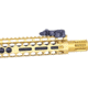 Guntec USA AR-15 Micro Slip Over Barrel Shroud w/ Multi Port Muzzle Brake, Anodized Gold, 1326-MB-P-S-GOLD