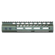 Guntec USA Ultra Lightweight Thin M-LOK System Free Floating Handguard w/Monolithic Top Rail, 9in, Green, GT-9MLK-GREEN