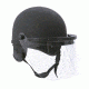 Hatch Fiberglass Riot Helmet Half Shell with Brim &amp; w/sizing strips and 3mm Face Shield, Flat Black 6 1/2in-7 3/8in
