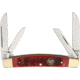 Hen &amp; Rooster Congress Red Pick Bone Folding Knife,Stainless Steel,Standard Edge,Pen,Sheepsfoot and Spear,Mirror Polish,Red,Bone Handle HR364RPB