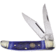 Hen &amp; Rooster Copperhead Blue Pick Bone Folding Knife, Mirror SS Clip And Skinner Blades, Blue Pick Bone Handle, Nickel Silver Bolster, Inlay Shield, Blue, 232-BLPB