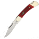 Hen &amp; Rooster Lockback Red Pick Bone Folding Knife,3.25in,Clip,Red,Pick Bone Handle HR361RPB