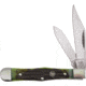 Hen &amp; Rooster Mini Coke Bottle Folding Knife,Stainless Steel,Standard Edge,Clip and Pen,Mirror Polish,Antique Green,Pick Bone Handle HR432AGB