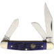 Hen &amp; Rooster Stockman Blue Pick Bone Folding Knife,Clip,Spey and Sheepsfoot,Blue,Pick Bone Handle HR333BLPB