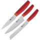 HENCKELS ZWILLING Now S 3-Piece Pre-Pack, 8in Serrated Bread Blade/ 8in Chef's Blade/ 4in Paring Blade, Orange Polypropylene Handle, 53020-900