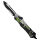 Heretic Knives Hydra Recurve Automatic Folding Knife, 3.60in, CPM MagnaCut, Drop Point Blade, Aluminum, Green Handle, Green/Black/White, 9.10 inch, BHQ-193974