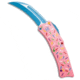 Heretic Knives ROC Dessert Warrior Automatic Folding Knife, 3.18in, CPM MagnaCut, Hawkbill Blade, Aluminum, Pink Handle, Pink/Blue, 7.75 inch, BHQ-216193