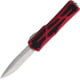 Heretic Knives Colossus OTF Automatic Folding Knife, 3.5in, Stonewash CPM MagnaCut Stainless Blade, Red Aluminum Handle, H0422ARED