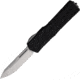 Heretic Knives Auto Colossus OTF Automatic Folding Knives, 3.5in, Stonewash Finish Partially Serrated CPM MagnaCut Stainless Blade, Black Aluminum Handle w/ Black Traction Insert, H0392B