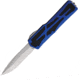 Heretic Knives Auto Colossus OTF Automatic Folding Knives, 3.5in, Stonewash Finish CPM MagnaCut Stainless Blade, Recurve Blade, Blue Aluminum Handle, H0422ABLU