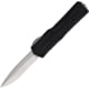 Heretic Knives Colossus OTF Automatic Folding Knife, 3.5in, Stonewash CPM MagnaCut Stainless Blade, Recurve Blade, Black Aluminum Handle, H042-2A