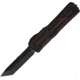 Heretic Knives Auto Colossus OTF Automatic Folding Knives, 3.5in, Black Stonewash Finish CPM MagnaCut Stainless Tanto Blade, Rootbeer Aluminum Handle, H0408ABRKRB