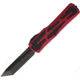 Heretic Knives Auto Colossus OTF Automatic Folding Knives, 3.5in, Black Stonewash Finish CPM MagnaCut Stainless Tanto Blade, Red Aluminum Handle, H0406ARED