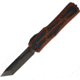 Heretic Knives Auto Colossus OTF Automatic Folding Knives, 3.5in, Black Stonewash Finish CPM MagnaCut Stainless Tanto Blade, Rootbeer Aluminum Handle, H0406ARB