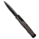 Heretic Knives Heretic Cleric II D/E Auto Knife Black W/Flamed Titanium Inlay 4" DLC, Black/Blue/Gold, CPM MagnaCut, adult, BHQ-194204