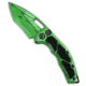Heretic Knives Heretic Knives Medusa Auto Recurve Knife Toxic Green Shaded Ti 3" Cerakote, Green, CPM MagnaCut, adult, BHQ-212145