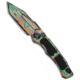 Heretic Knives Heretic Knives Wraith V4 Tanto Auto Knife Shipwreck Cel Shade 3.7" Cel Shade, Black/Blue/Brown, CPM MagnaCut, adult, BHQ-228277